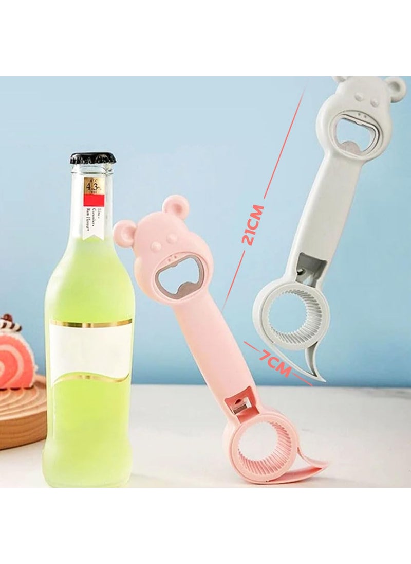 4 in 1 Beer Bottle Opener 2023 New Multifunction Jar Can Beer Bottle Opener Cute Bear Bottle Opener Upgrade Handheld Can Beer Opener for Jelly Jars Wine Beer Cans Sauce Bottles 4 Pcs