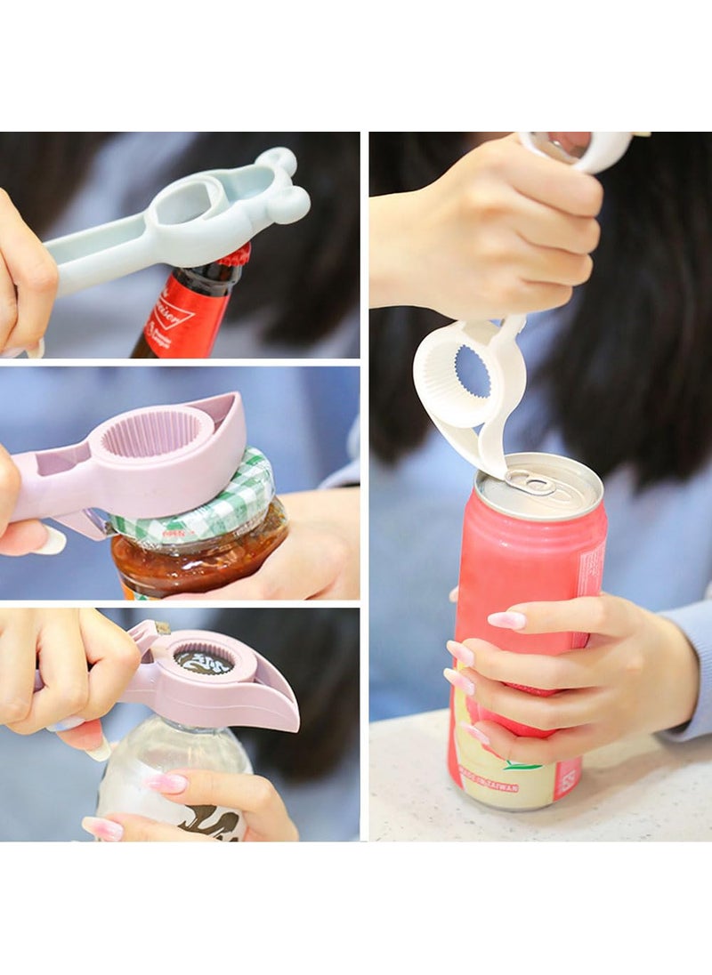 4 in 1 Beer Bottle Opener 2023 New Multifunction Jar Can Beer Bottle Opener Cute Bear Bottle Opener Upgrade Handheld Can Beer Opener for Jelly Jars Wine Beer Cans Sauce Bottles 4 Pcs