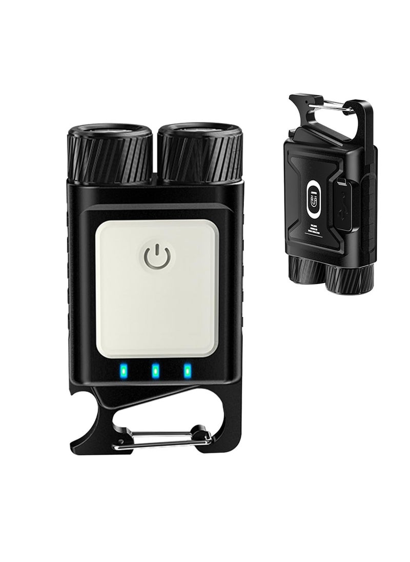 APURK LED Rechargeable Keychain Lights Multifunction Waterproof Bottle Opener Magnetic Base Mini Pocket 9 Mode Black Magnetic Suction Pack of 1
