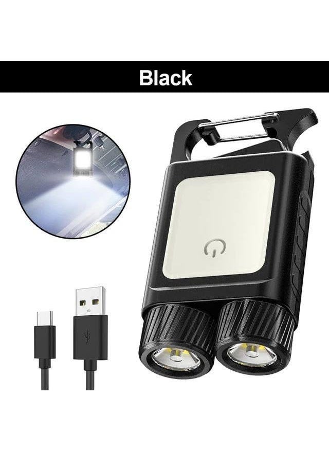 APURK LED Rechargeable Keychain Lights Multifunction Waterproof Bottle Opener Magnetic Base Mini Pocket 9 Mode Black Magnetic Suction Pack of 1