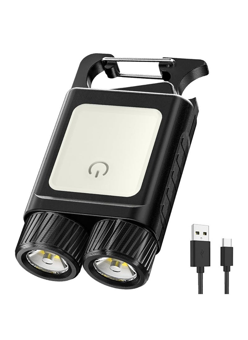 APURK LED Rechargeable Keychain Lights Multifunction Waterproof Bottle Opener Magnetic Base Mini Pocket 9 Mode Black Magnetic Suction Pack of 1