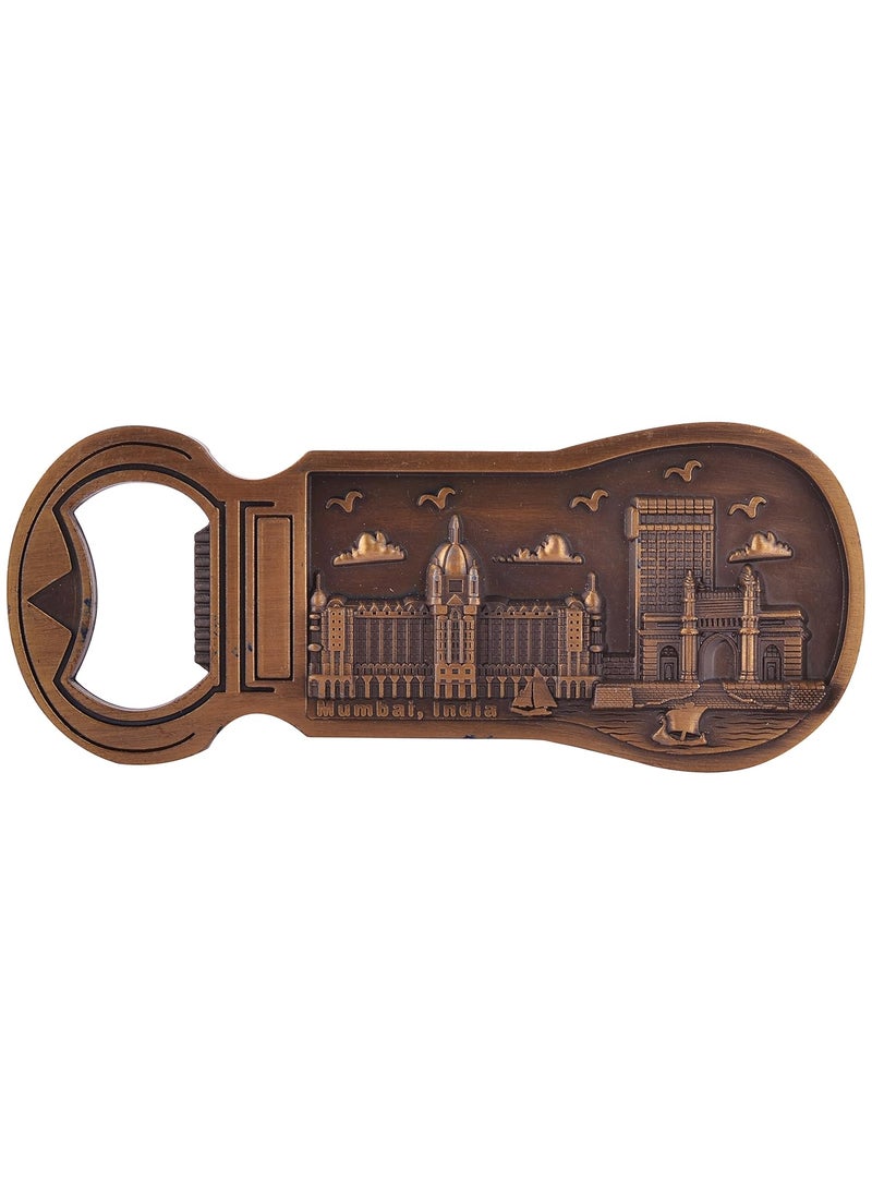 Corner Curios Souvenir Metal Mumbai Scenery Bottle Opener 1Piece Bronze