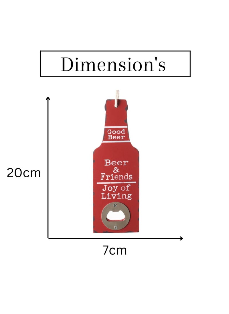 Bottle Opener Beer and Friends Wooden Bottle Opener Red Big Set of 2