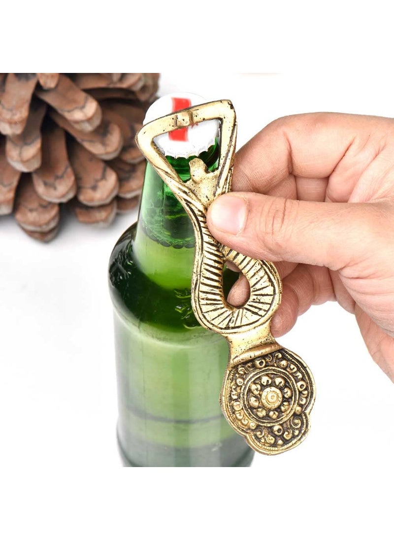 IndianShelf Engraved Floral Bottle Openers Gold Beer Bottle Openers Brass Heavy Duty Beer Bottle Opener Kitchen Tool Bar Gifts Set Cocktail Mixer