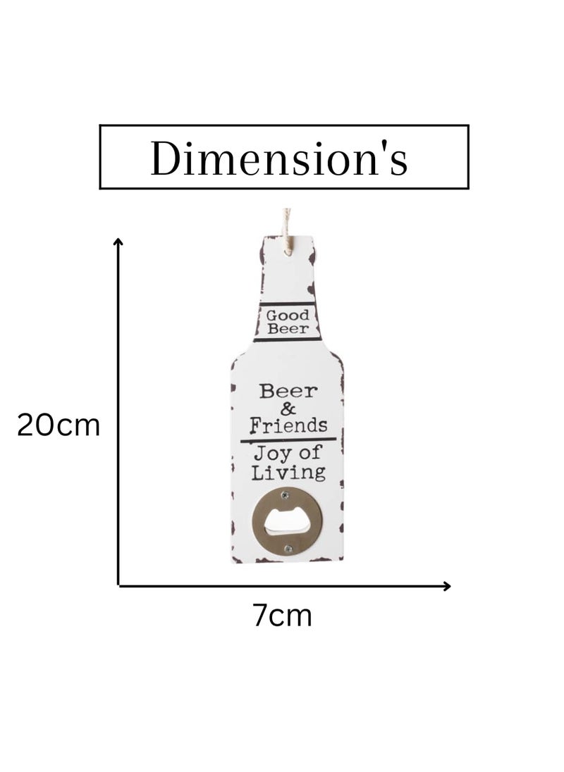 Bottle Opener Beer and Friends Wooden Bottle Opener White Big Set of 2