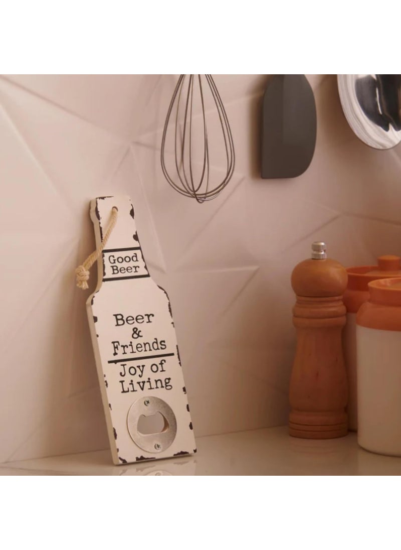 Bottle Opener Beer and Friends Wooden Bottle Opener White Big Set of 2