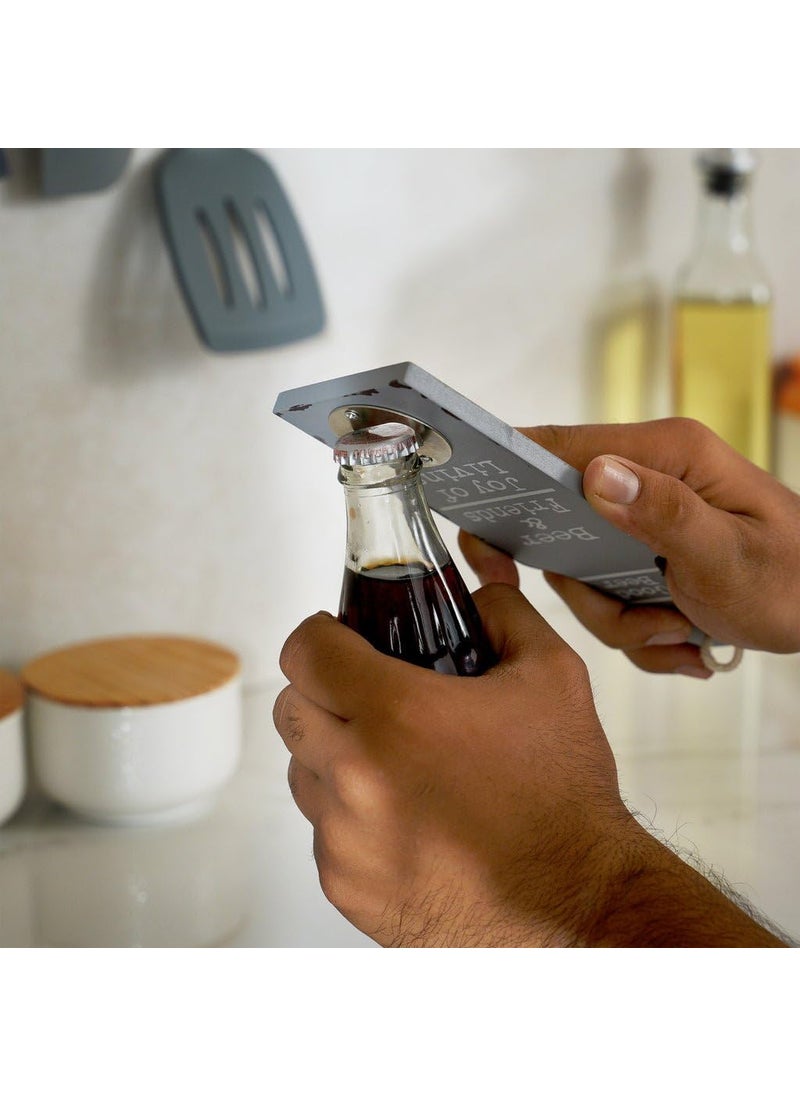 Bottle Opener Beer and Friends Wooden Bottle Opener Grey Big Set of 2