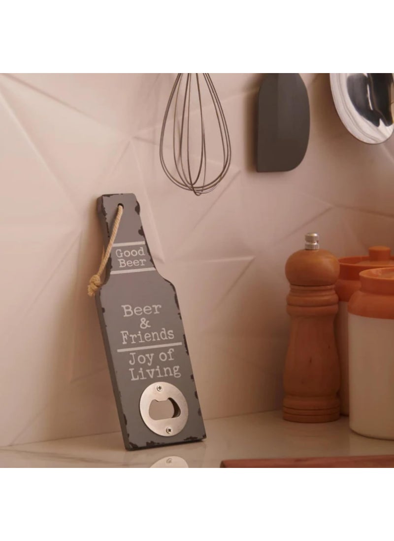 Bottle Opener Beer and Friends Wooden Bottle Opener Grey Big Set of 2