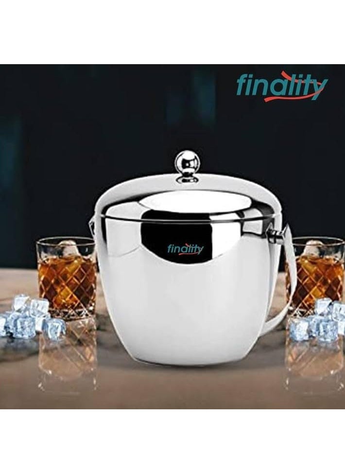 Apple Shape Mirror Finish Ice Bucket Double Wall Insulated Stainless Steel Ice Box with Lid 18L Mirror Finish Ideal for Home Bar Accessories Perfect Ice Cube Box Mini bar