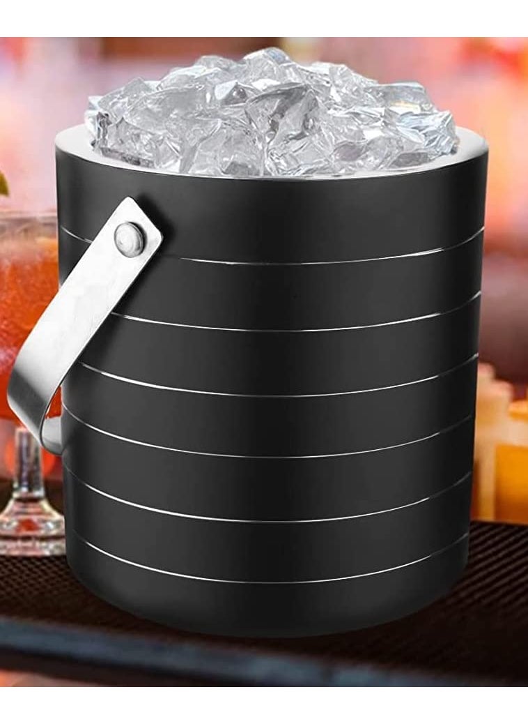 appeasy Double Wall Insulated Stainless Steel Ice Bucket with Lid and Tong 15 Liters Black