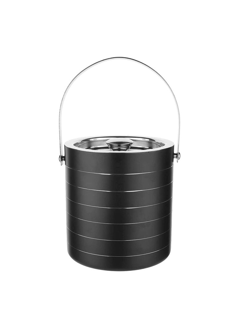 appeasy Double Wall Insulated Stainless Steel Ice Bucket with Lid and Tong 15 Liters Black