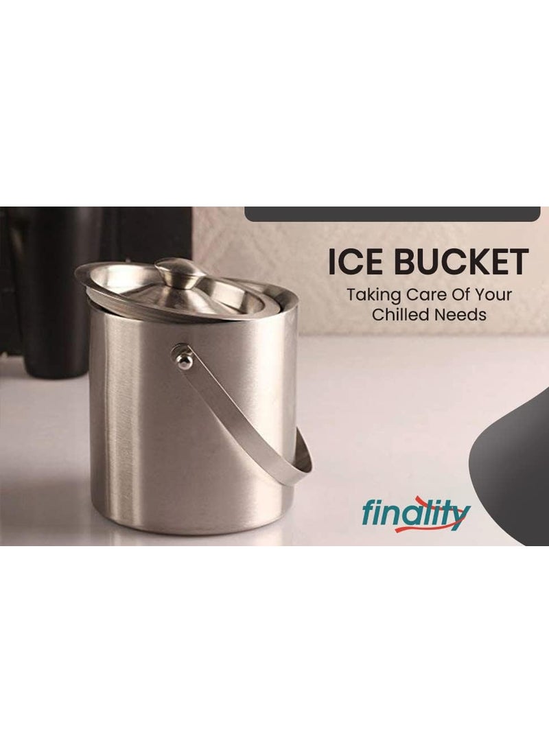 finality Double Walled Stainless Steel Insulated Ice Bucket with Lid 1 Liter Keeps Ice Cold for Long Hrs Great bar Tools for Home and bar Accessories Mini bar Wine