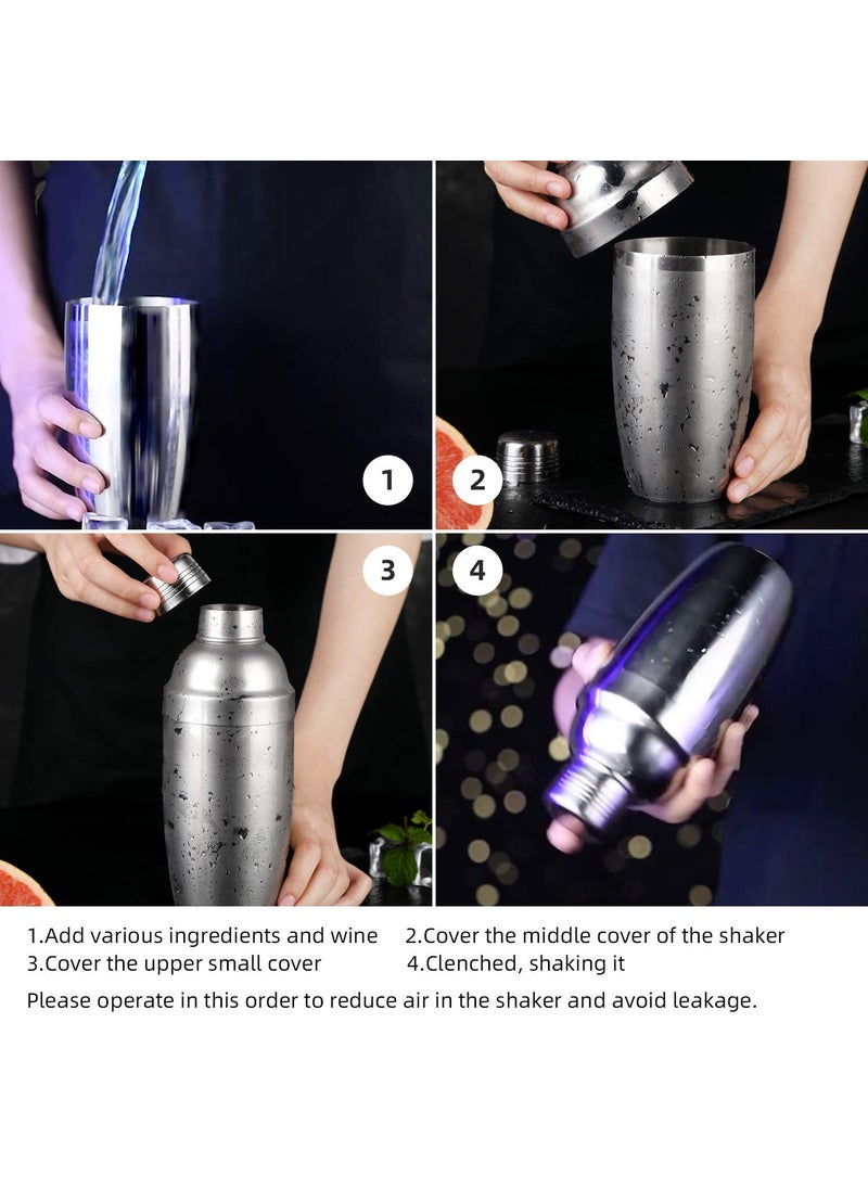 MOPERYOK 3 Piece Deluxe Bar Set 500 ml Mirror Finish Cocktail Shaker with Peg Measure Pourer Anti Rust Food Grade Stainless Steel Inbuilt Strainer