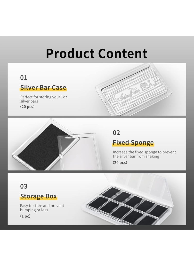 Yncotte 1 Oz Silver Bar Holder 20 Pcs Silver Bar Capsule Storage Bar Capsule Container for 1 Ounce Silver Bar