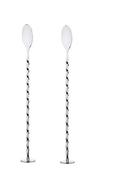 Rudra Exports Bar Spoon with Muddler topCocktail Mixing SpoonLong Handle StirringSpiral Pattern Bar Cocktail Shaker Spoon 28 cm 2 Pcs S