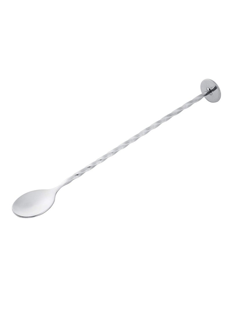 Rudra Exports Bar Spoon with Muddler topCocktail Mixing SpoonLong Handle StirringSpiral Pattern Bar Cocktail Shaker Spoon 28 cm 2 Pcs S