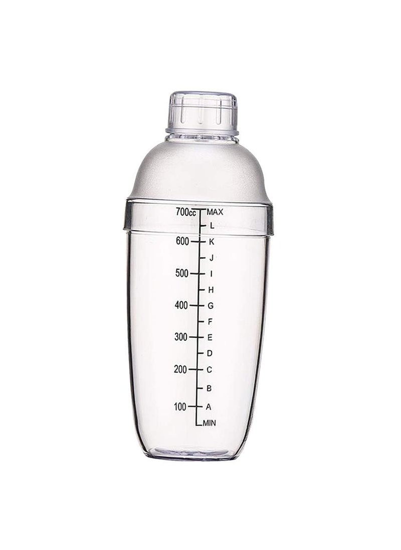 Tetpino Unbreakable Acrylic Cocktail Shaker with Builtin Strainer Splash Guard Measurement Scale Heat Frost Resistant Drink Mixer for Margaritas Mojitos Smoothies and Milk Tea 700 ML