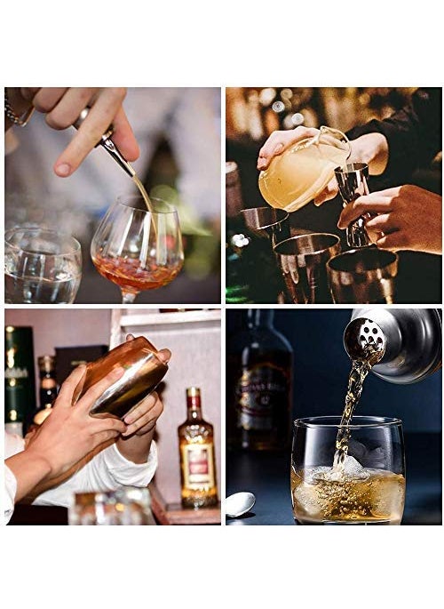 MOPERYOK 5 Piece Deluxe Bar Set 500 ml Mirror Finish Cocktail Shaker with Peg Measure Pourer Ice Tong Anti Rust Food Grade Stainless Steel Inbuilt Strainer