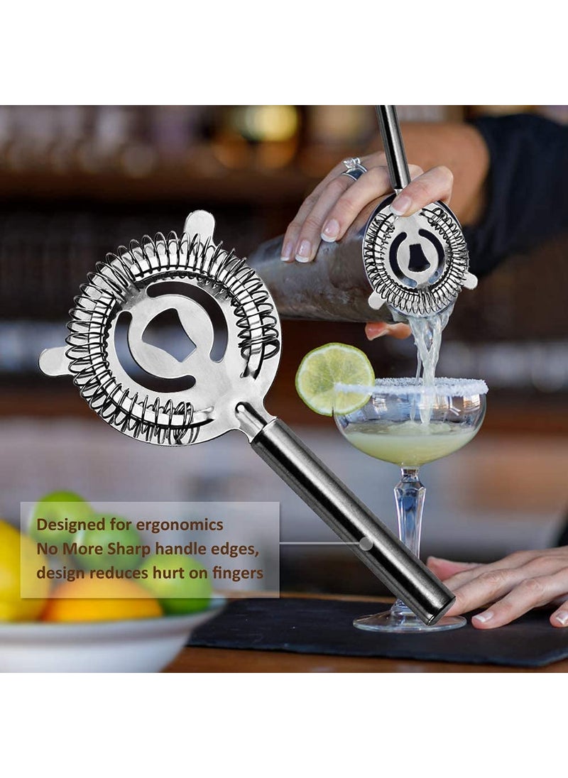 Rudra Exports Cocktail Shaker Martini Drink Shaker Boston Shaker Bar Set Cocktail Strainer Bar Tools Bartender Kit Stainless Steel Double Measuring Jigger Mixing Spoon 6 Pcs Set