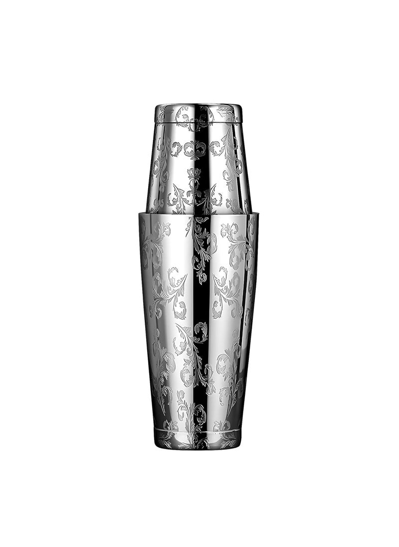Prokitchen Silver Boston Shaker Professional Bartender Shaker Compact Storage LeakProof Design Shaker for Mocktail Cocktail Mocktail Accessories Stainless Steel Cup Shaker Silver 750 ML
