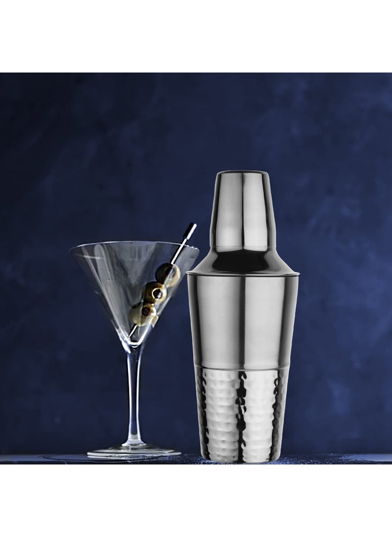 Steren Stainless Steel Cocktail Shaker with Peg Measurer Half Hammered