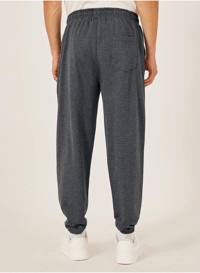 Slogan Print Oversized Fit Cotton Terry Joggers