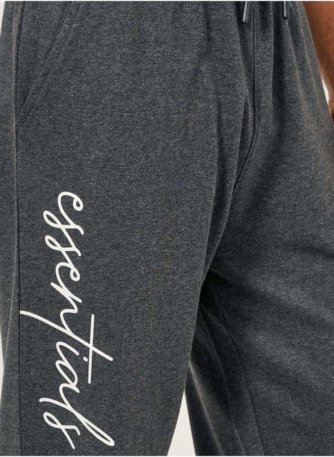 Slogan Print Oversized Fit Cotton Terry Joggers