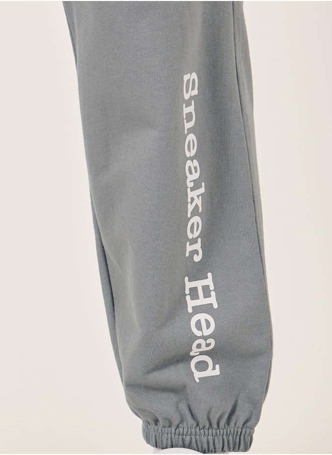 Slogan Print Relaxed Fit Cotton Terry Joggers