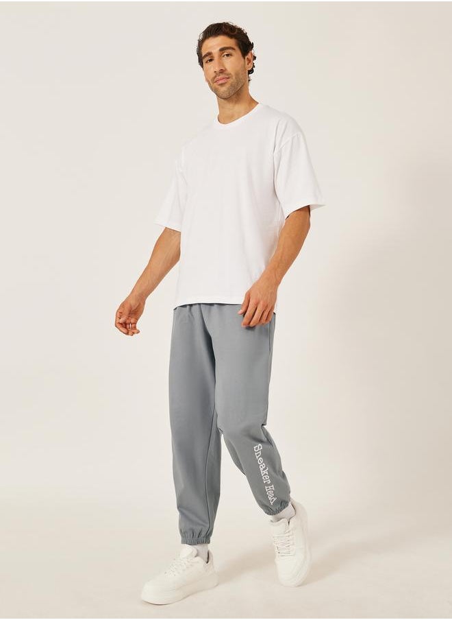 Slogan Print Relaxed Fit Cotton Terry Joggers