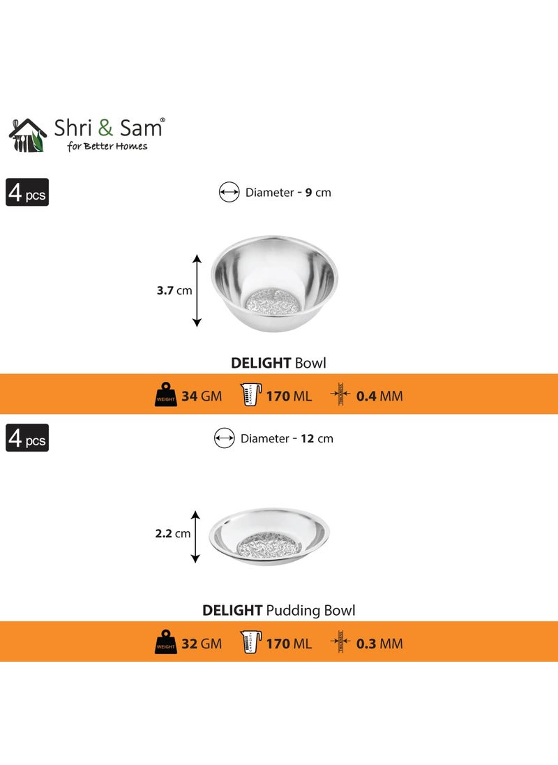 Shri Sam Designer Stainless Steel Delight Laser Bloom Leaf Dinner Set 24 Pieces