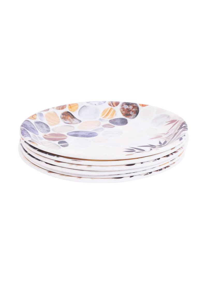 DRIZLING Melamine Plates 7 inch Stone Printed SnacksLunchParty Plates Set of 6