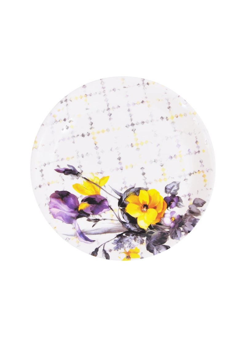 DRIZLING Melamine Plates 7 Yellow Flower Printed SnacksLunchParty Plates Set of 6