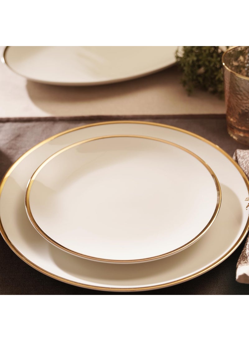 PURE HOME LIVING Set of 2 White Gold Rim Ceramic Dessert Plates Dishwasher Safe Plates for Kitchen Dining Restaurants Gifting Set of 2