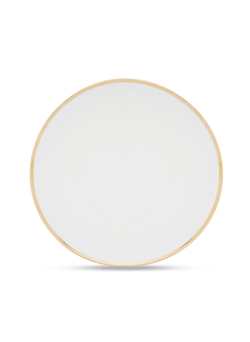 PURE HOME LIVING Set of 2 White Gold Rim Ceramic Dessert Plates Dishwasher Safe Plates for Kitchen Dining Restaurants Gifting Set of 2