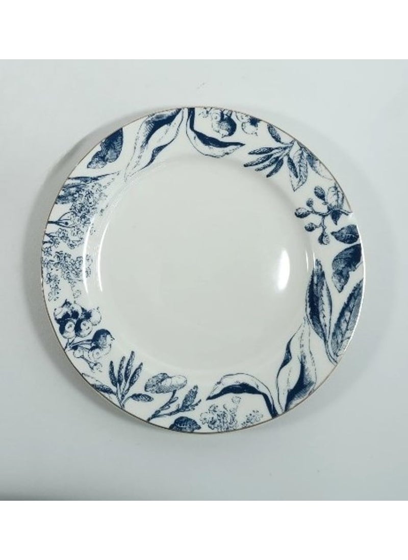 Home Treasure Snack Serving Plate Round Ceramic Deep Salad Pasta Plate Dinner Plates for Kitchen Dishwasher Safe Blue