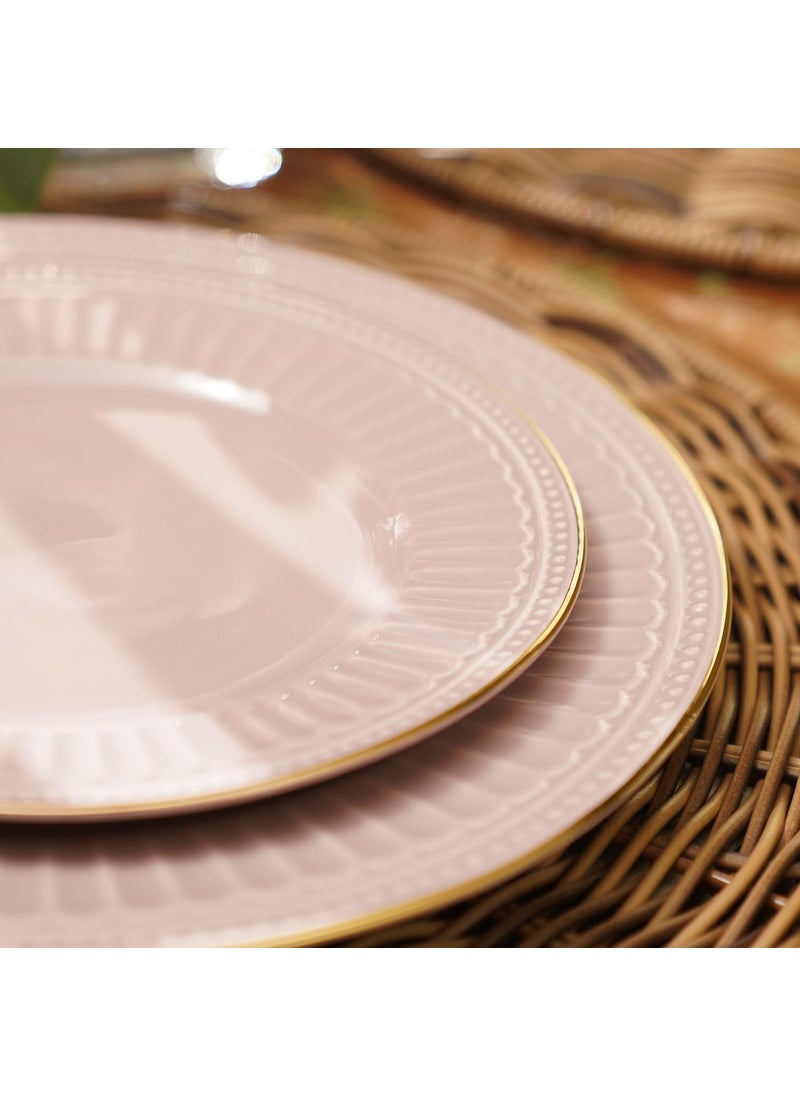PURE HOME LIVING Set of 2 Light Pink Ceramic Dessert Plates Kitchen Counter Decorative Plates Modern Tableware and Dinnerware Platesuse for Dinner Lunch Breakfast
