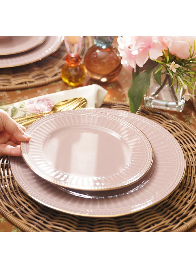 PURE HOME LIVING Set of 2 Light Pink Ceramic Dessert Plates Kitchen Counter Decorative Plates Modern Tableware and Dinnerware Platesuse for Dinner Lunch Breakfast