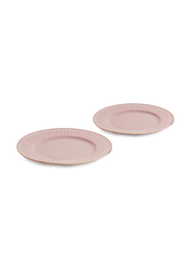 PURE HOME LIVING Set of 2 Light Pink Ceramic Dessert Plates Kitchen Counter Decorative Plates Modern Tableware and Dinnerware Platesuse for Dinner Lunch Breakfast