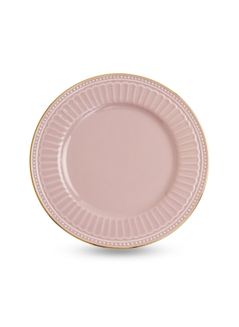 PURE HOME LIVING Set of 2 Light Pink Ceramic Dessert Plates Kitchen Counter Decorative Plates Modern Tableware and Dinnerware Platesuse for Dinner Lunch Breakfast