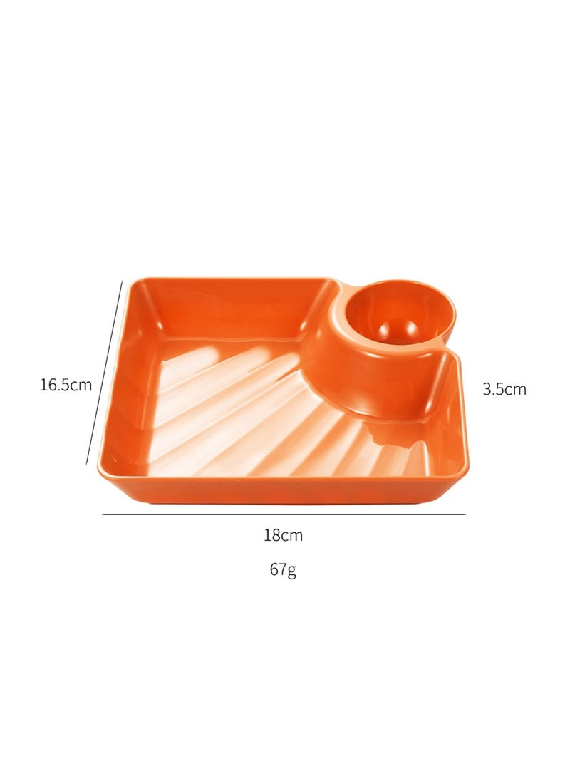OLWICK Plastic Plates with Sauce Compartment Serving Plates Dumpling Plate Seasoning Dish Snack Dish Sauce Plate for Home and Kitchen Pack of 8 Green