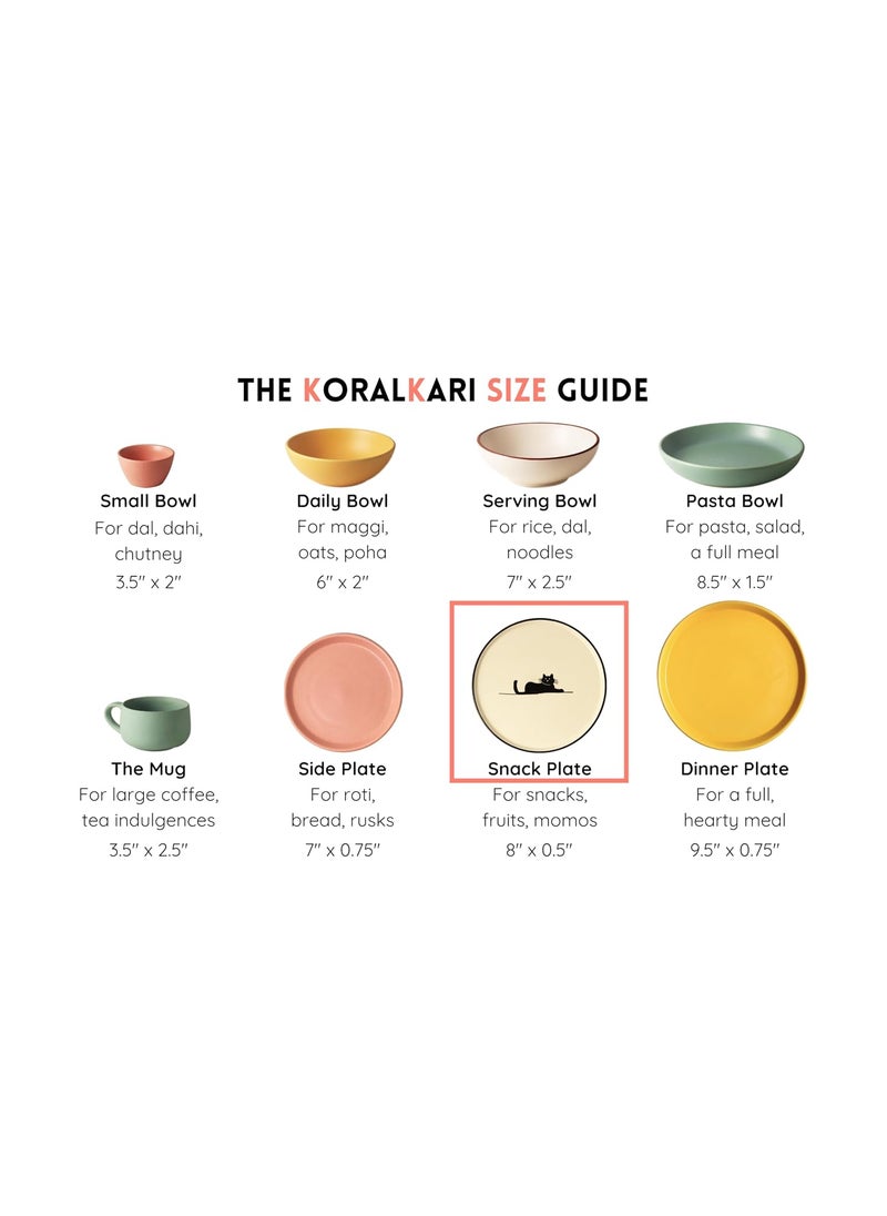 Koralkari Ceramic Snack Plate Panda Yoga Unique Handpainted Art Plate Microwave Oven Safe Plate for Snacks Momo Chaat High Edge Snack Plate for Gifting TriAngel