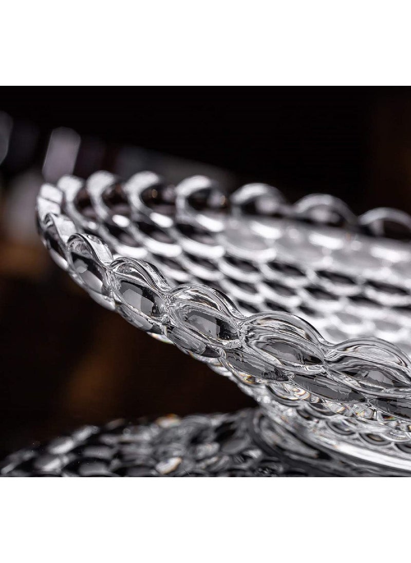 Raghavendra Sarkar Glass Fruit Bowl Plate for Dining Table Beautiful Crystal Decoration Serving Dry Fruits Bowl Set Flower Shaped GiftingDinnerware Servings