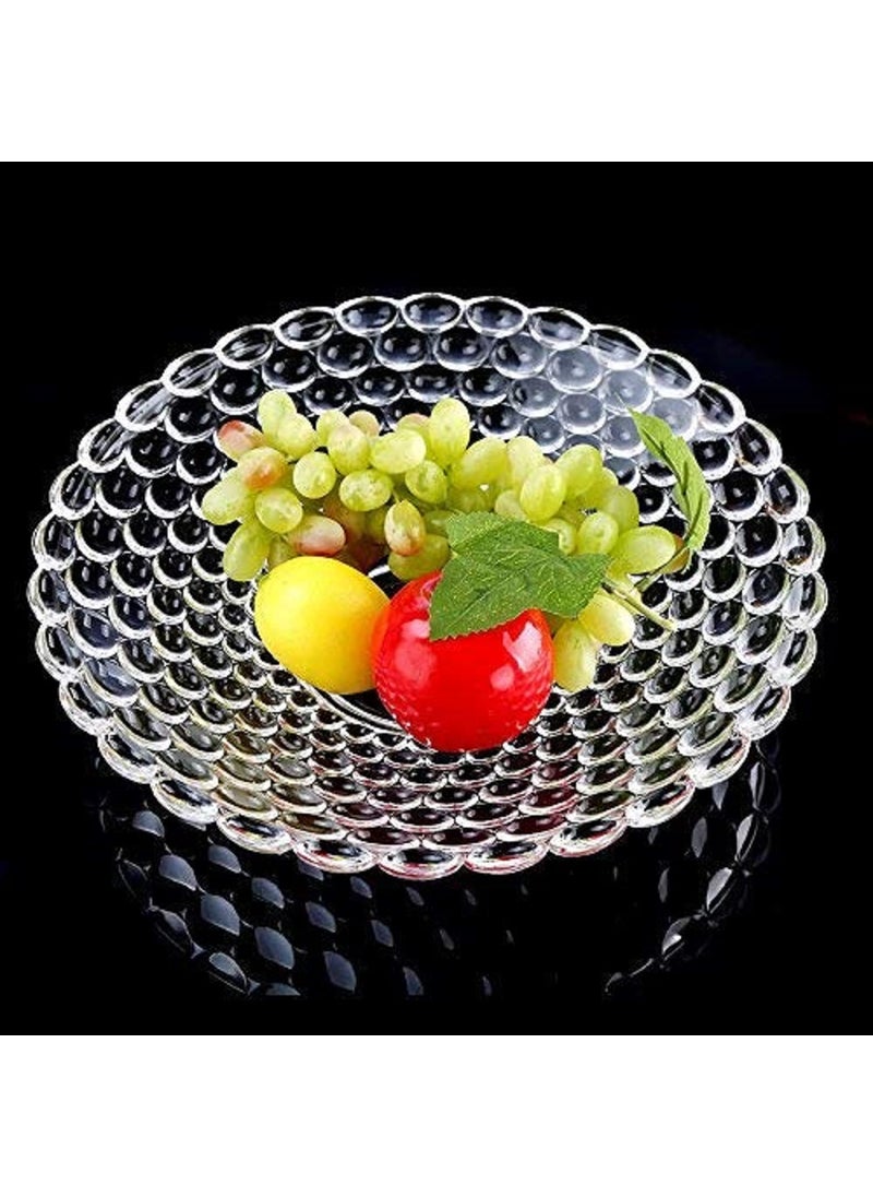 Raghavendra Sarkar Glass Fruit Bowl Plate for Dining Table Beautiful Crystal Decoration Serving Dry Fruits Bowl Set Flower Shaped GiftingDinnerware Servings