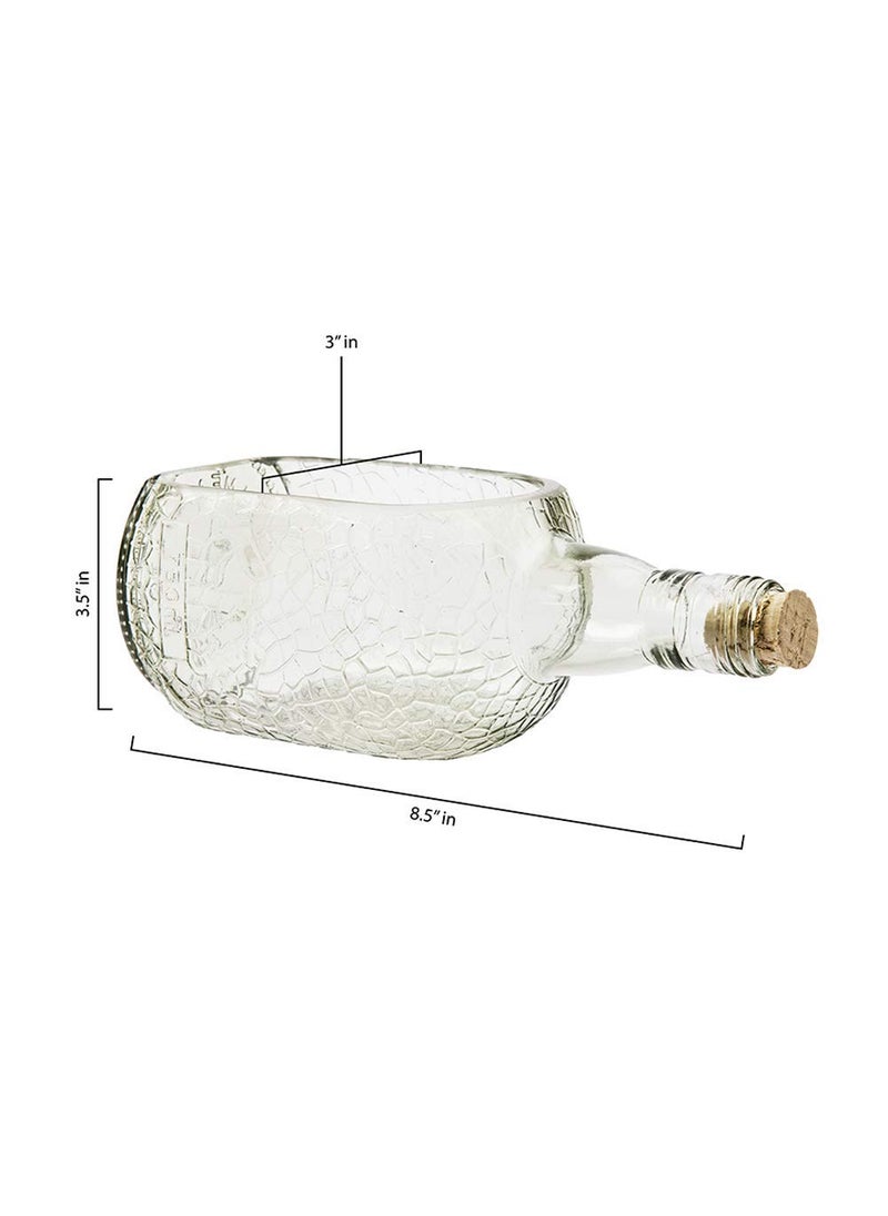 Kavi Old Monk Bottle Serving Set with Cork Tray Includes a Platter Two Glasses Two dips and a Cork Tray All ecoFriendly Ideal for Serving Snacks Fruits Starters and Cheese Transparent