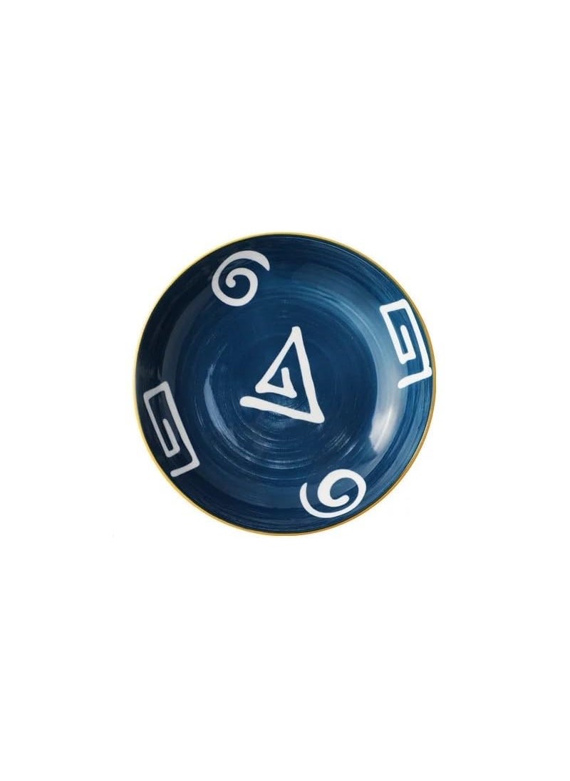 Home Treasure Set of 1 Blue Ceramic Plate Perfect for Serving Nachos Momos Snacks and Kebabs