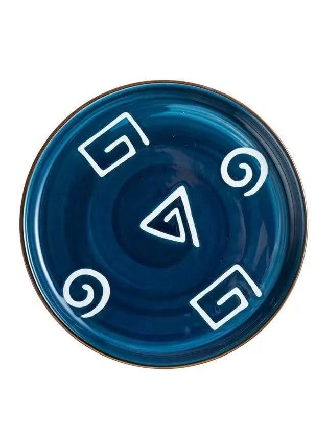 Home Treasure Set of 1 Blue Ceramic Plate Perfect for Serving Nachos Momos Snacks and Kebabs