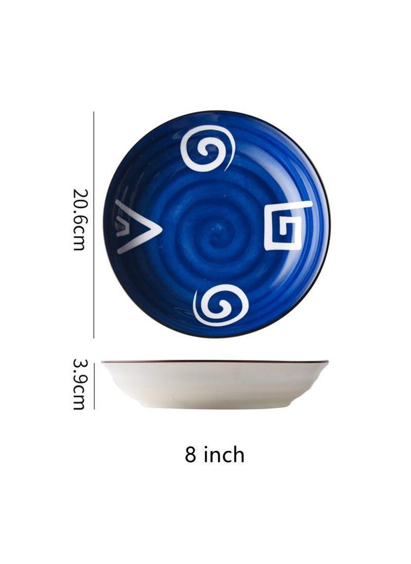 Home Treasure Set of 1 Blue Ceramic Plate Perfect for Serving Nachos Momos Snacks and Kebabs