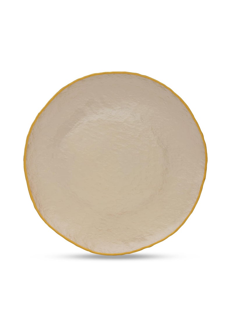 PURE HOME LIVING Set of 2 Beige Dune Glass Dessert Plates Kitchen Counter Decorative Plates Modern Tableware and Dinnerware Platesuse for Dinner Lunch Breakfast