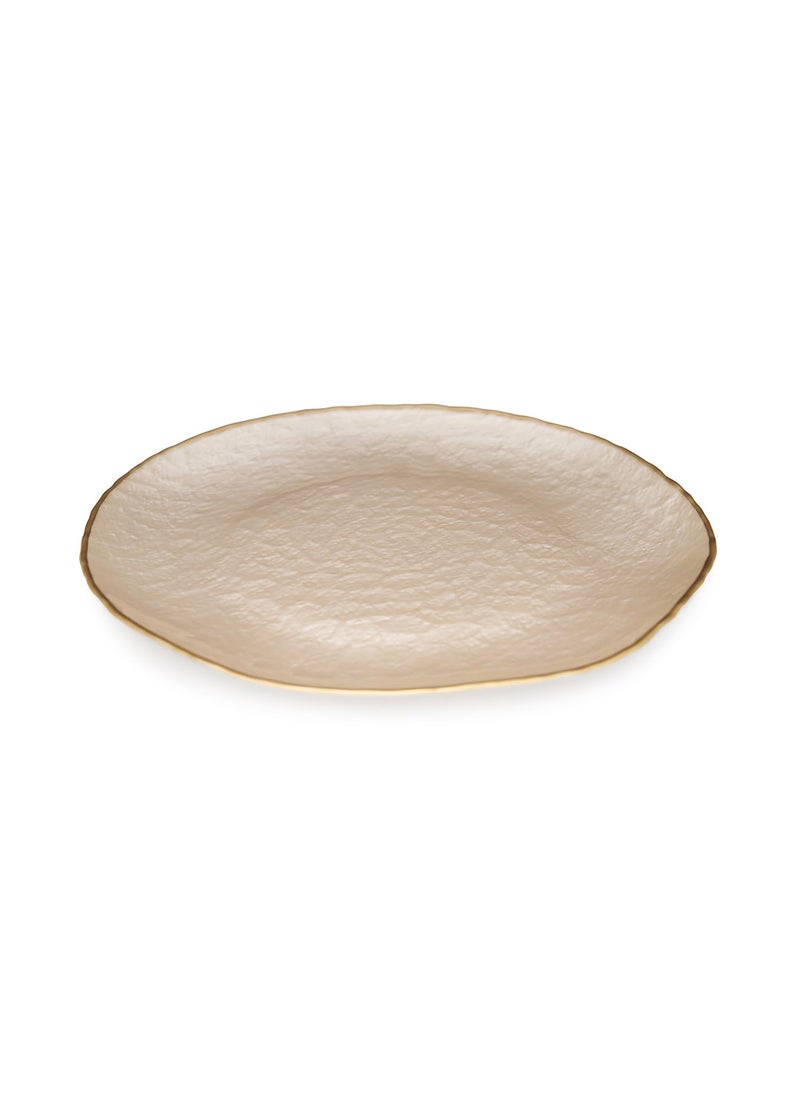 PURE HOME LIVING Set of 2 Beige Dune Glass Dessert Plates Kitchen Counter Decorative Plates Modern Tableware and Dinnerware Platesuse for Dinner Lunch Breakfast