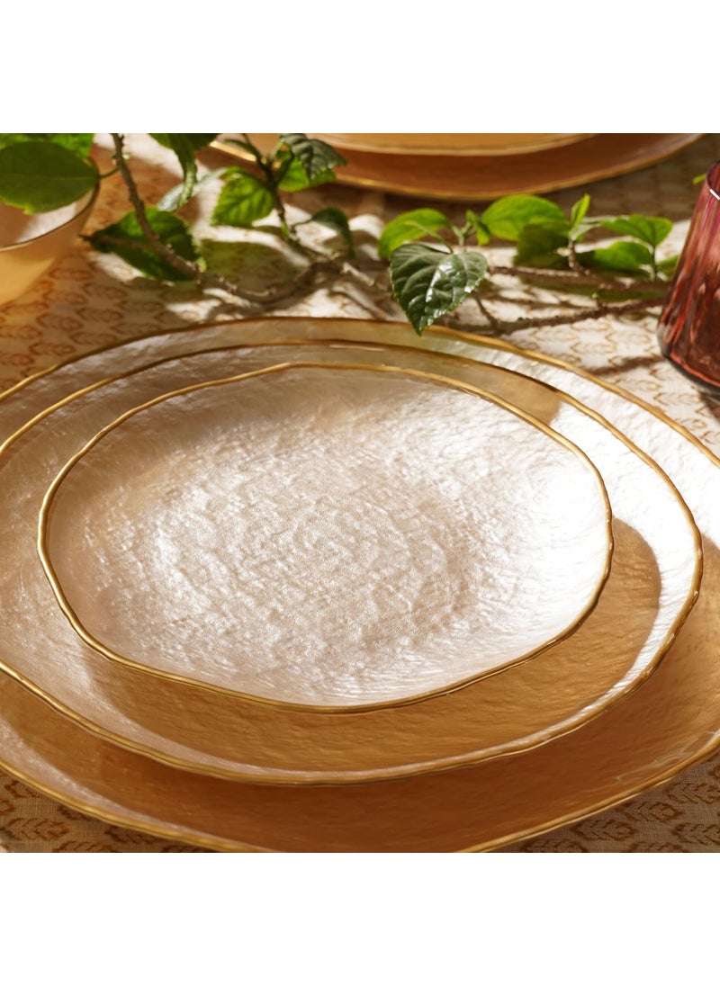 PURE HOME LIVING Set of 2 Beige Dune Glass Dessert Plates Kitchen Counter Decorative Plates Modern Tableware and Dinnerware Platesuse for Dinner Lunch Breakfast